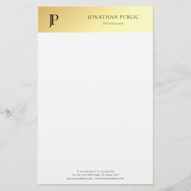 Papelería Elegante plantilla moderna personalizada de oro bl (Anverso)