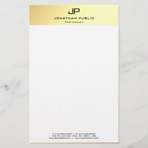 Papelería Elegante plantilla personalizada Gold White Modern
