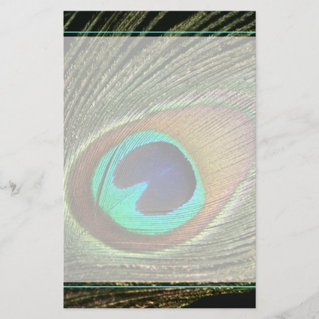 Papelería Elegante pluma de pavo real (Anverso)