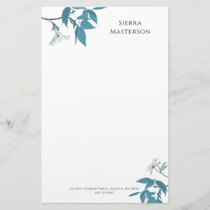 Papelería Elegante Primavera personalizada Florece blanco Ve