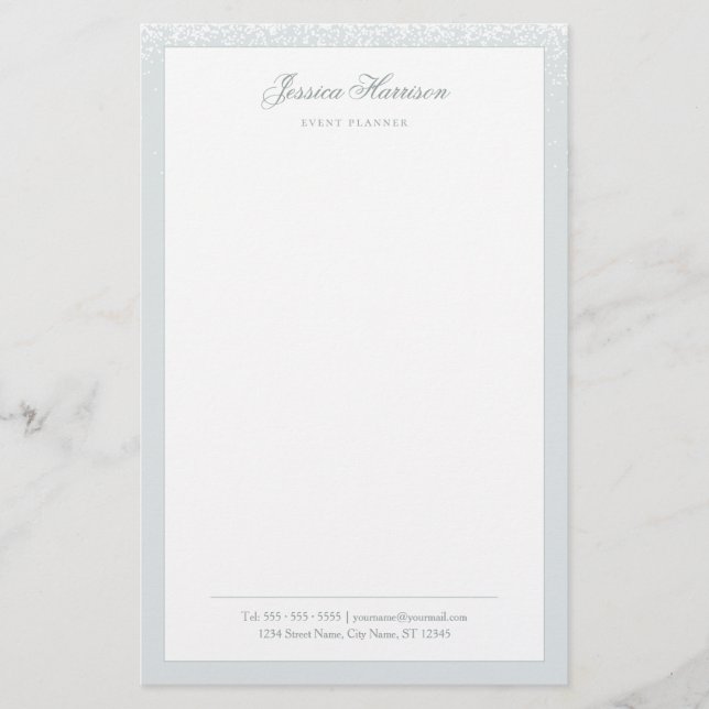 Papelería Elegante Profesional De Confetti Blanco Gris Simpl (Anverso)