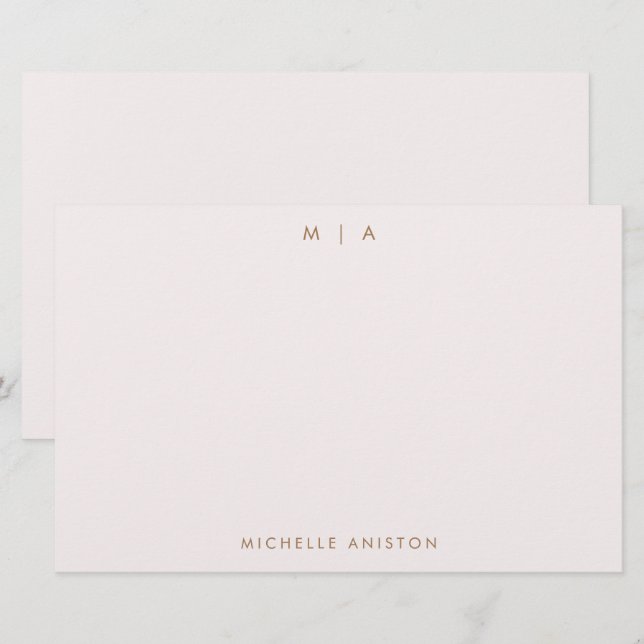 Papelería Elegante Rosa Gold Moderno Monograma Personalizado (Anverso / Reverso)