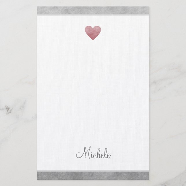 Papelería Elegante Rosa Relieve metalizado dorado Corazón gu (Anverso)