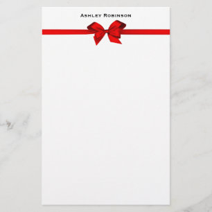 Papelería Elegante satén rojo se inclina sobre blanco
