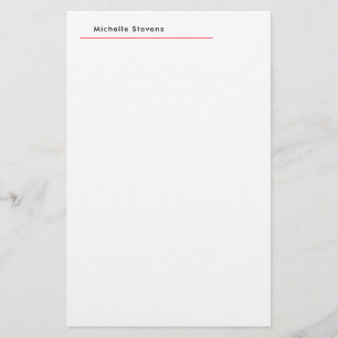 Papelería Elegante Simple Plano Negro & Blanco Rojo Minimali