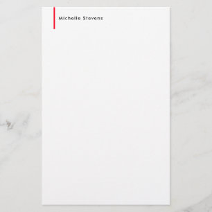 Papelería Elegante Simple Plano Negro & Blanco Rojo Minimali