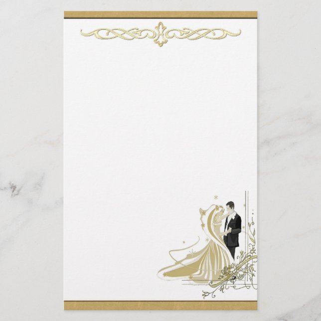 Papelería Elegante Stationery de Boda dorado y blanco (Anverso)