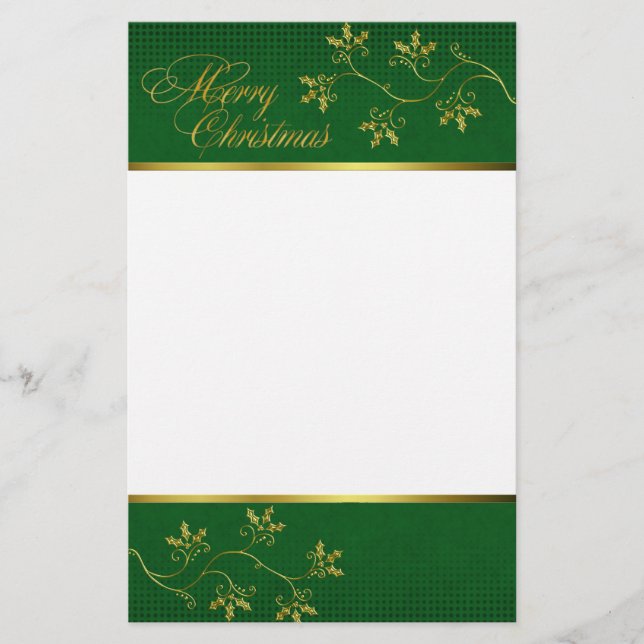 Papelería Elegante Stationery de Navidades Golden Holly (Anverso)