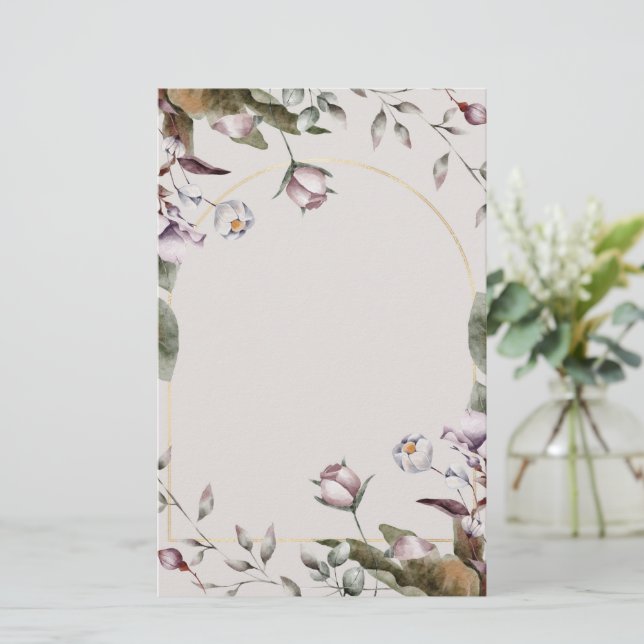 Papelería Elegante Stationery de rosas blancas | Ocasiones e (Anverso de pie)