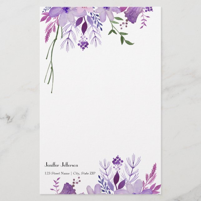 Papelería Elegante Stationery florido (Anverso)