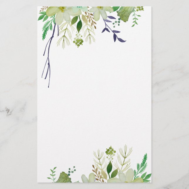 Papelería Elegante Stationery florido (Anverso)