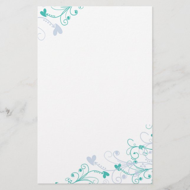 Papelería Elegante Stationery -Swirls & Hearts (Anverso)
