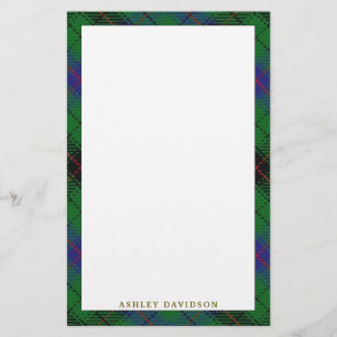 Papelería Elegante Tartán de Cuadros del Clan Davidson