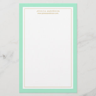 Papelería Elegante Y Femenino Mint Gold Personalizado