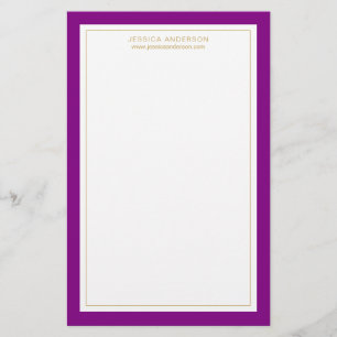 Papelería Elegante Y Feminiente Oro Púrpura Personalizado