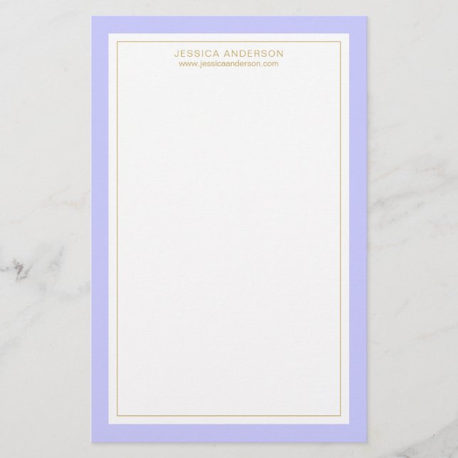 Papelería Elegante Y Feminino Periwinkle Gold Personalizado (Anverso)