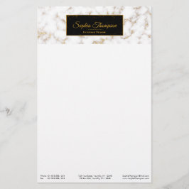 Papelería Elegante y moderno nombre de mármol de oro blanco 