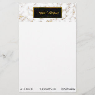 Papelería Elegante y moderno nombre de mármol de oro blanco