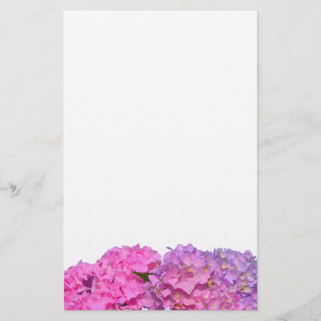 Papelería Elegantes flores rosadas hydraeas (Anverso)