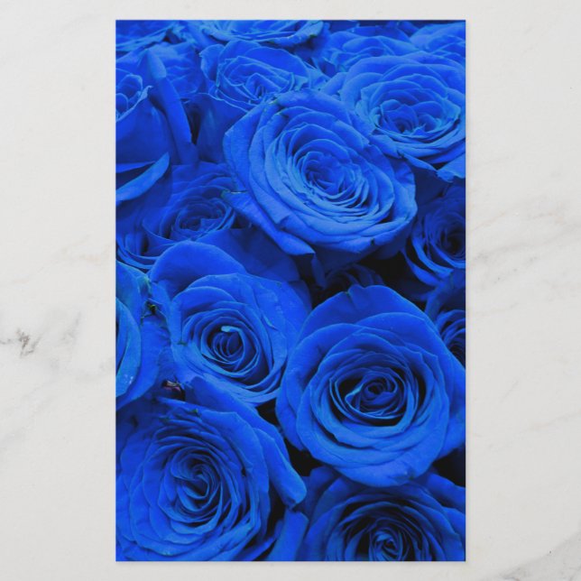 Papelería Elegantes rosas azules flores azules florales azul (Anverso)