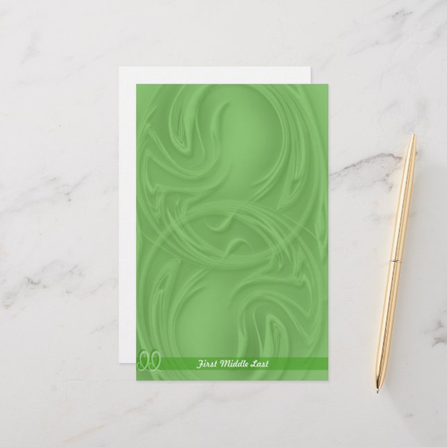 Papelería Elegantes saltos sobre el Resumen Verde Personaliz (Anverso/Reverso In Situ)