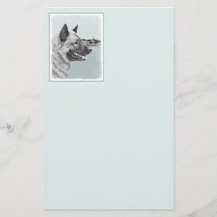 Papelería Elkhound noruego en pintura de aldea - Arte de per