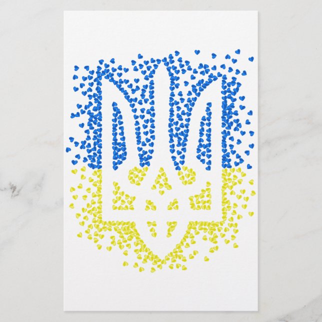 Papelería Emblema ucraniano trident tryzub esparce corazones (Anverso)