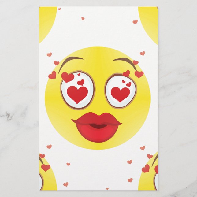 Papelería Emoji de beso de San Valentín (Anverso)