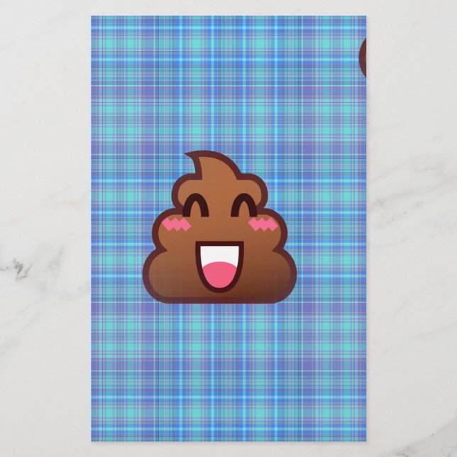 Papelería emoji de caca de plaid (Anverso)