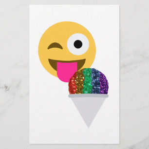 Papelería emoji de guiño purpurina
