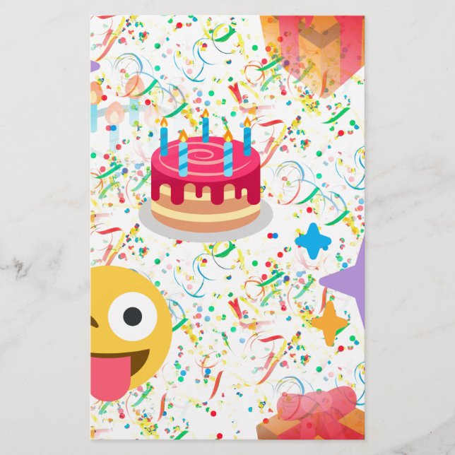 Papelería emoji feliz de cumpleaños (Anverso)