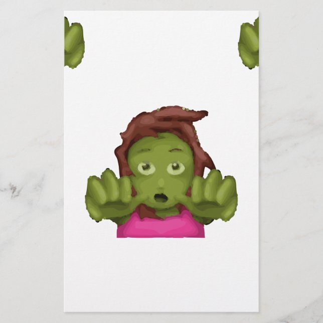 Papelería emoji mujer zombie (Anverso)