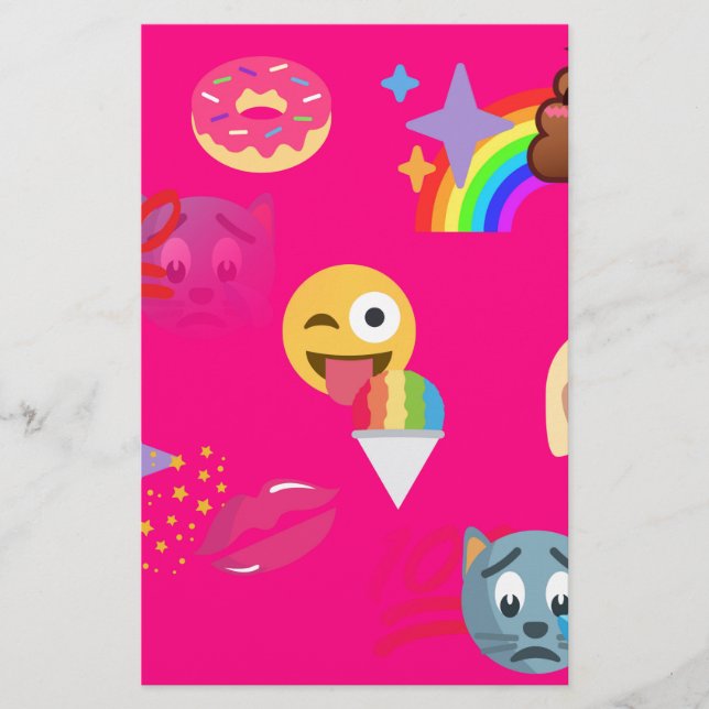 Papelería emoji rosa caliente (Anverso)
