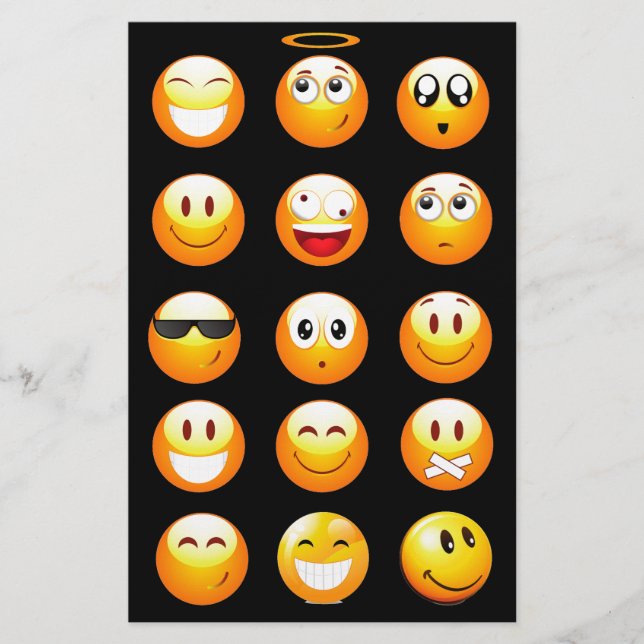 Papelería emojis negras (Anverso)