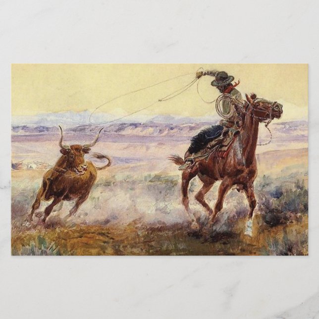 Papelería "En el estanque" de Charles M Russell (Anverso)