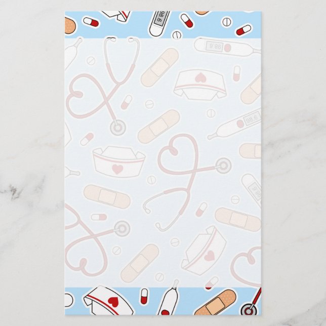 Papelería Enfermera Amor Imprimir fondo azul (Anverso)