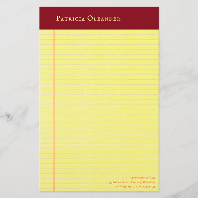 Papelería Enlaces de goma para almohadillas legales amarilla (Anverso)