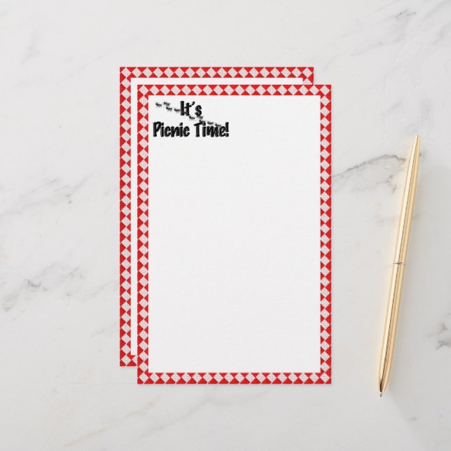 Papelería ¡Es hora de picnic! Ropa de tabla de verificación  (Anverso/Reverso In Situ)