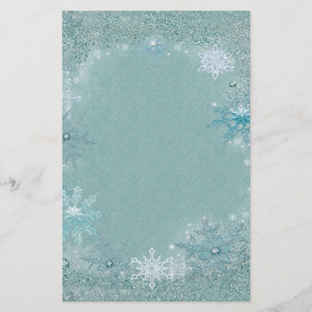 Papelería Escarcha De Snowflake Aqua (Anverso)