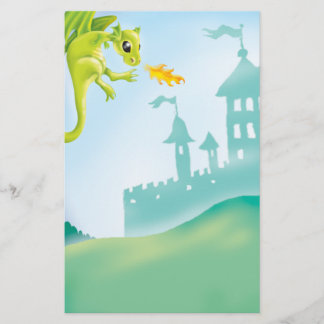 Papelería escena del dragón de fuego y del castillo