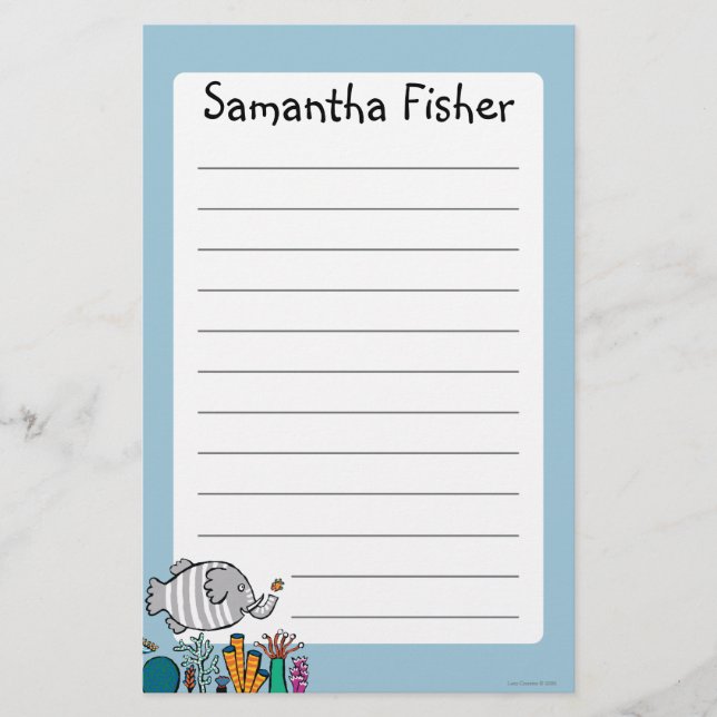 Papelería Escena linda de los pescados del elefante con el (Anverso)