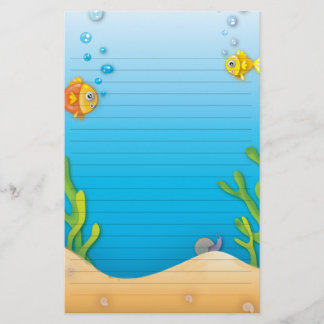 Papelería escena submarina de un bonito pez burbuja