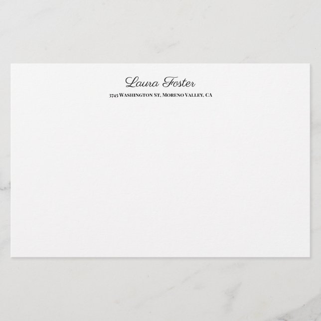 Papelería Escritura a mano en blanco negro Elegante Minimali (Anverso)