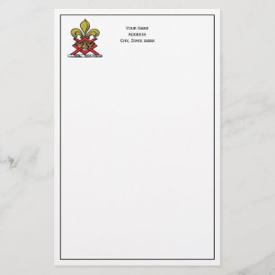 Papelería Escudo heráldico Preppy Gold Red Fleur de Lis Embl