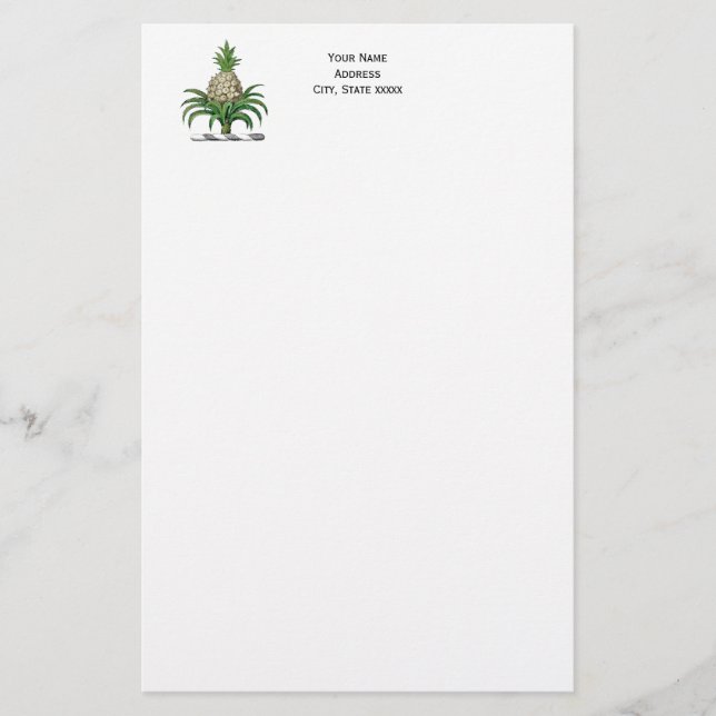 Papelería Escudo Preppy Heráldica de Cubierta de Piña (Anverso)