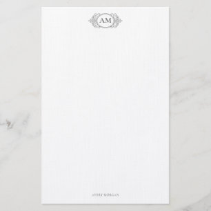 Papelería Escudo Royal Monogram Gris Smokey Personalizado