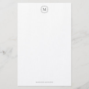 Papelería Escudo Royal Monogram Gris Smokey Personalizado