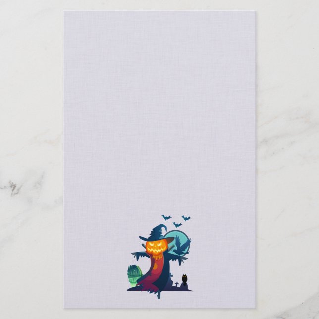 Papelería Espantapájaros De Halloween Con Leche Y Lechuza (Anverso)