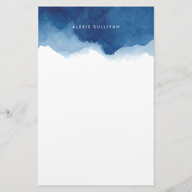 Papelería Esplash acuático azul de la marina moderna persona (Anverso)