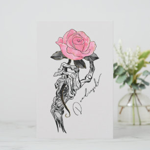 Papelería Esqueleto De Mano De gótico Con Rosa Rosa Rosa Ros